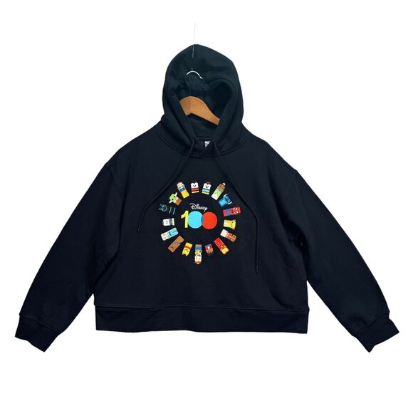 Disney 100 Unified Characters Cropped Hoodie Sweater World Disneyland Women's L - Picture 1 of 4